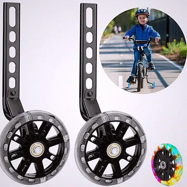 1 Pair Training Wheels Bicycle for 12/14/16/18/20Inch Bike W/ Flash Light Wheel