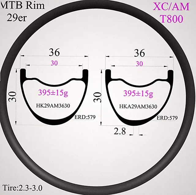 29er Carbon XC MTB Rims Tubeless Hookless for Cross Country/ Mountain/Trail Bike