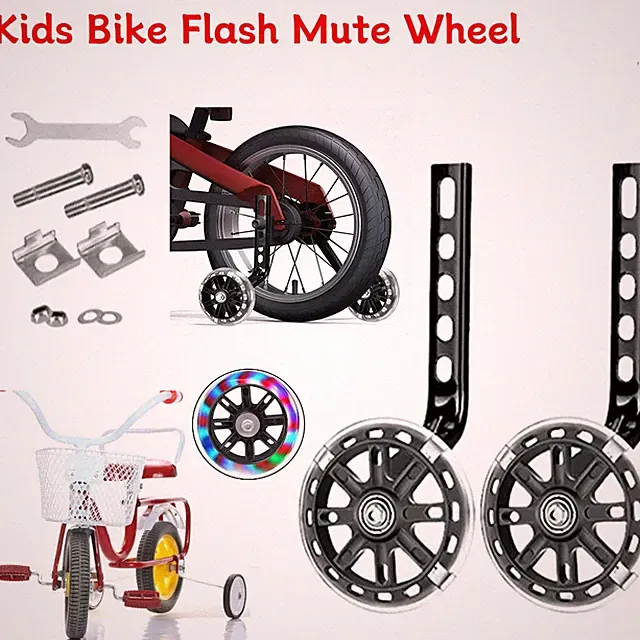2pcs Children's Bicycle Wheel Adjustable Training Flash Wheels for 12-20 Inch