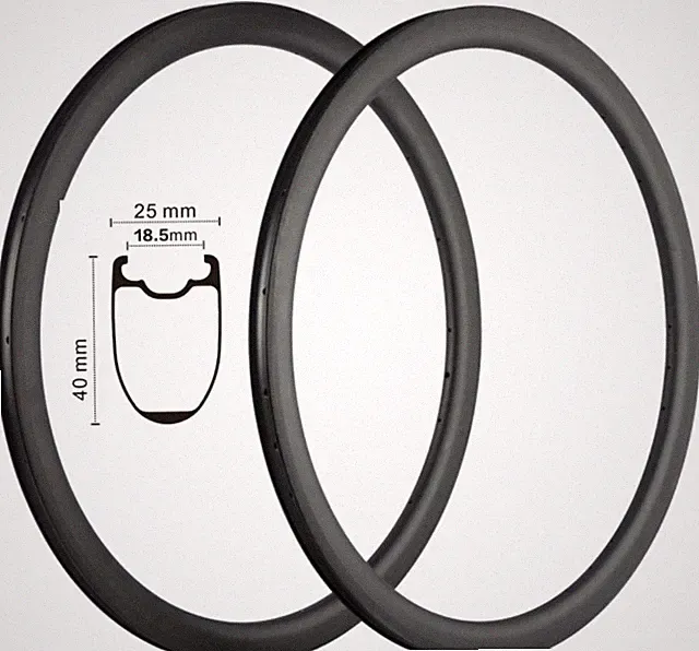 700C Bicycle Rim Carbon Road Bike Rim 40mm 25mm Tubeless Disc/V-brake Carbon Rim
