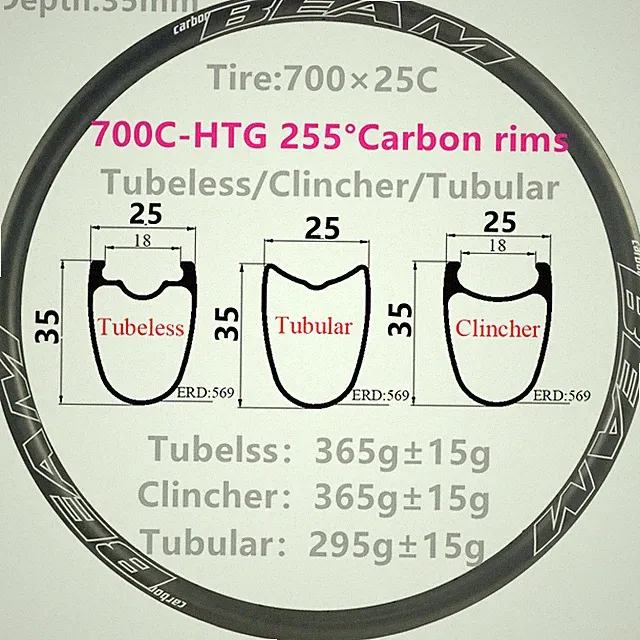 700C Carbon Road Bike Rims Clincher Tubeless Tubular Bicycle Wheel 16-36 Holes