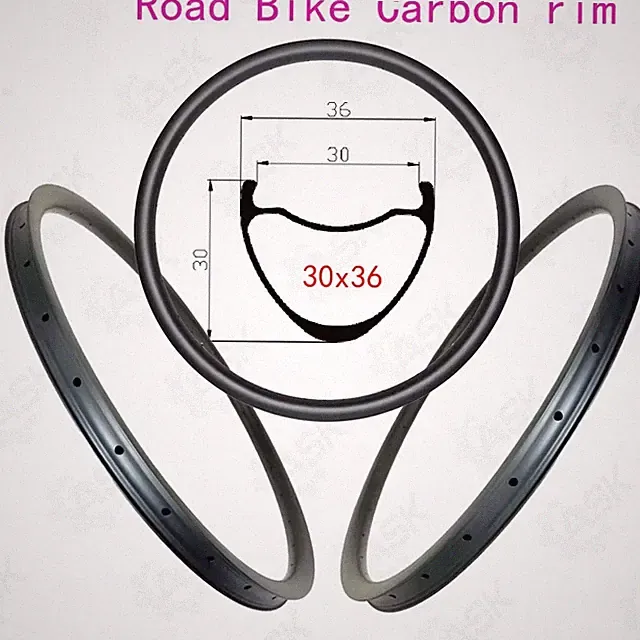 700C Ultra Light Road Bicycle Carbon Rim 36mm Width UD Disc / V-brake Tubeless