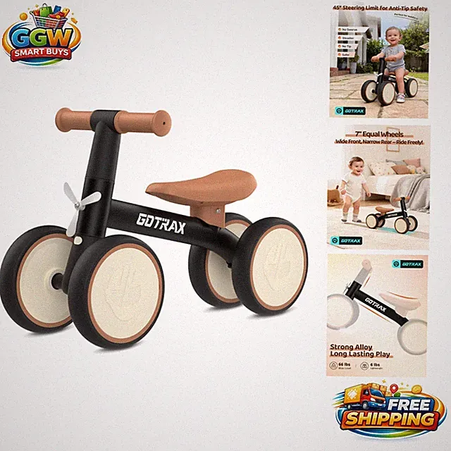 CPC Certified Baby Balance Bike for 1-2 - 7" Silent Wheels, 66 lbs Load
