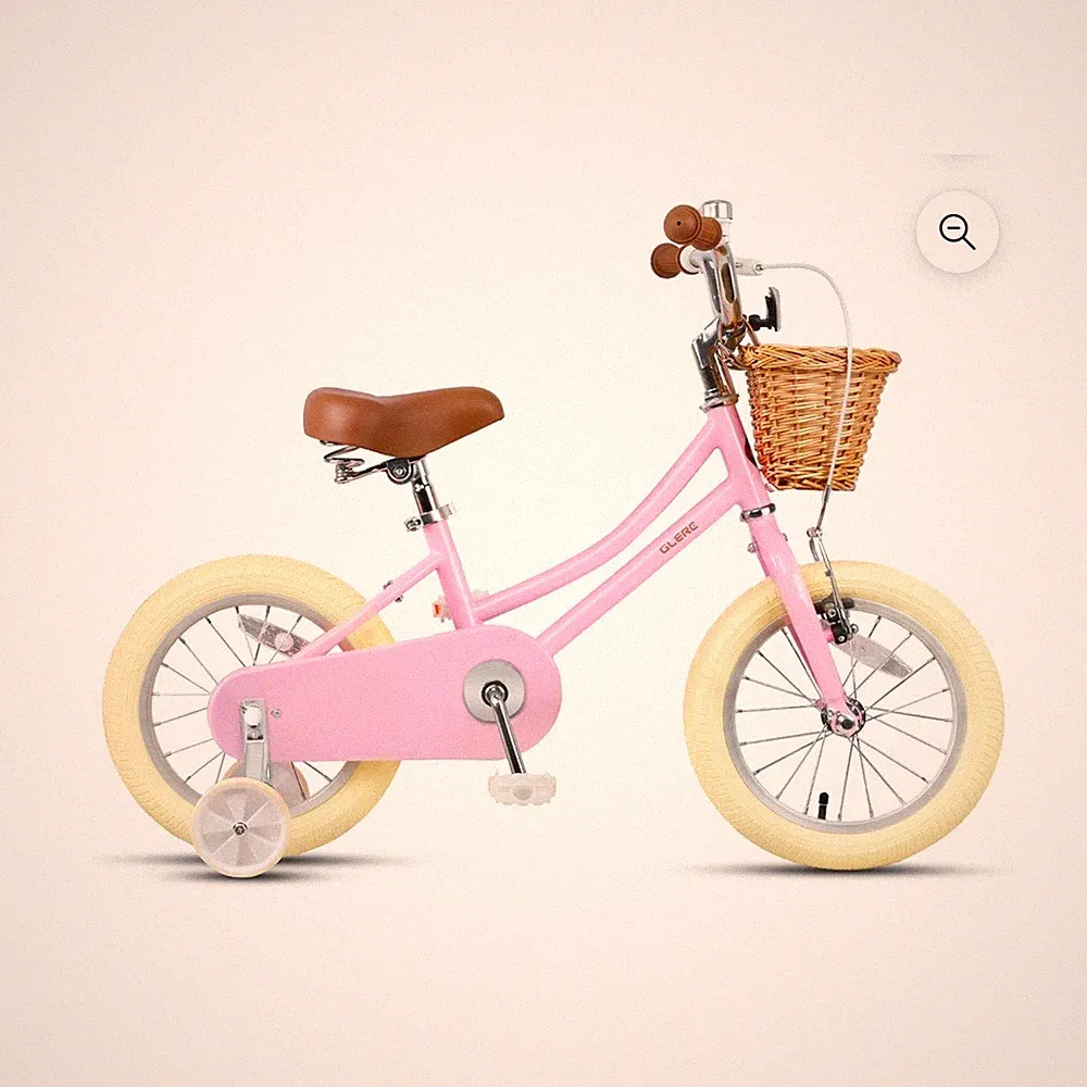 Glerc Girls Cruiser Bike 12 in Pink Steel Basket Training Wheels Coaster/V-Brake