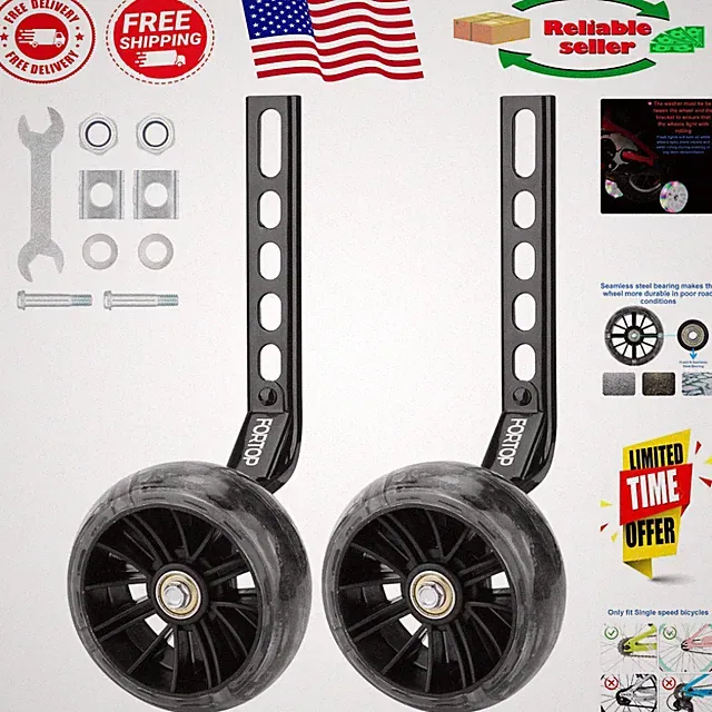Heavy-Duty Bike Training Wheels for Kids - Glow-in-the-Dark Safety Kit (12-20in)