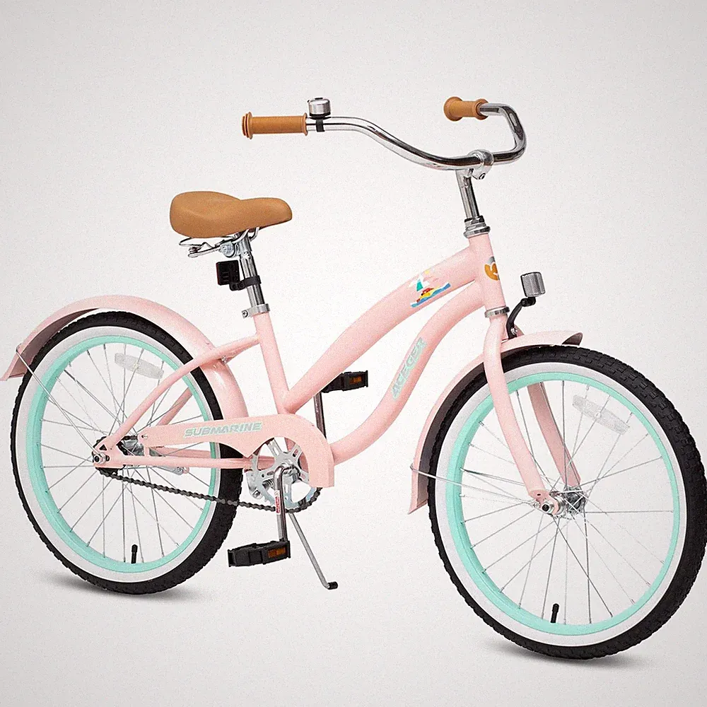 Kids Beach Cruiser Bike 20 Inch - Girls Ages 5-13 Coral Pink Coaster