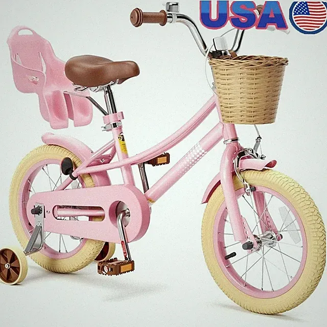 Kids Bike W/ Doll Seat Basket Reflectors Safe Design Adjustable Height New