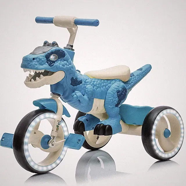 Kids Ride On Tricycle Electric Bike Toys w/ Flash Wheels Basket Music LED,Blue