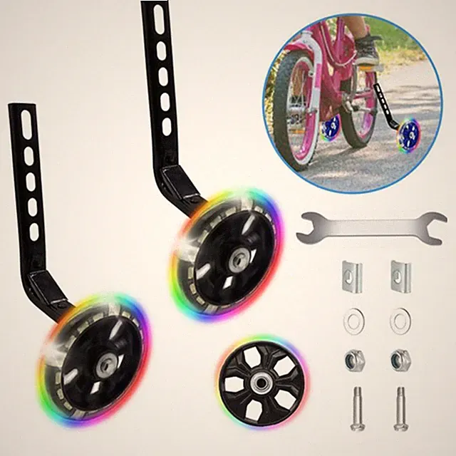 Training Wheels bike fit for 12/14/16/18/20" bike with Flash Light Wheel 1 Pair